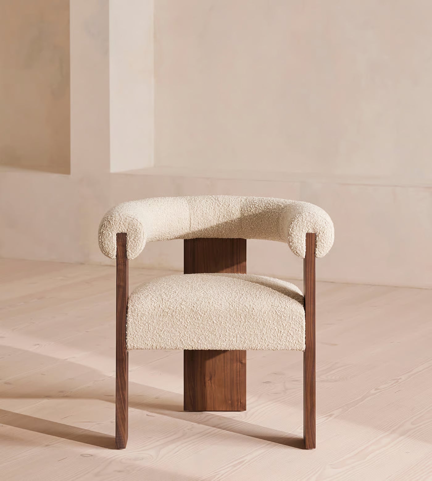 Eldon Dining Chair, Boucle, Walnut