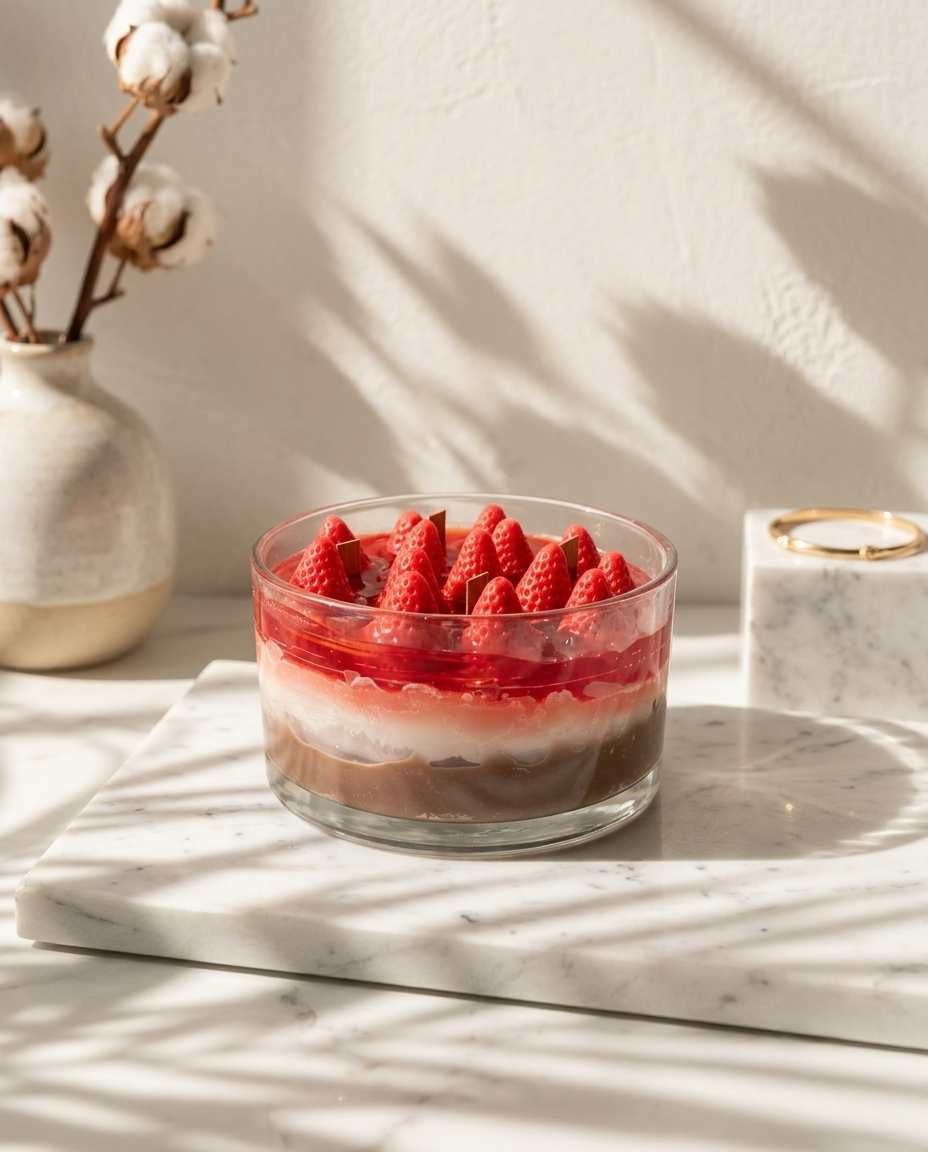 Luxury Hand-Poured Scented Candle – Strawberry Chocolate