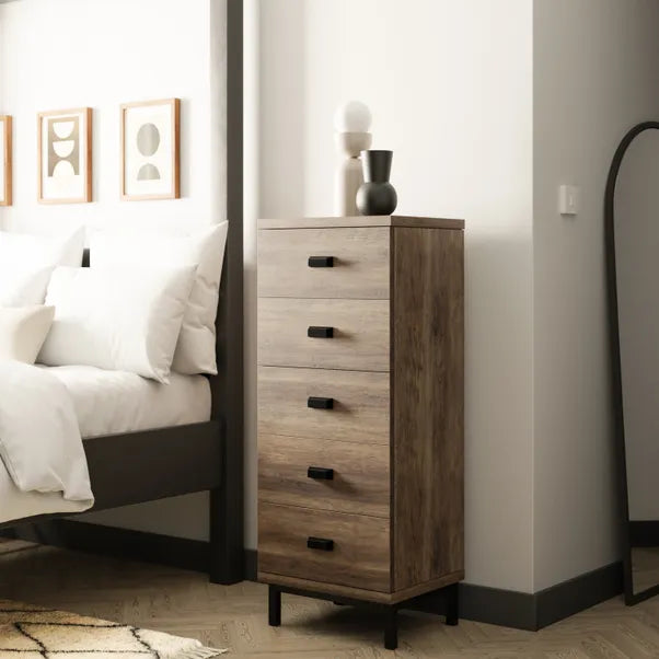 Fulton Tall 5 Drawer Chest, Pine Effect
