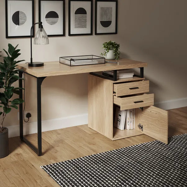 Edison Storage Desk Oak Effect