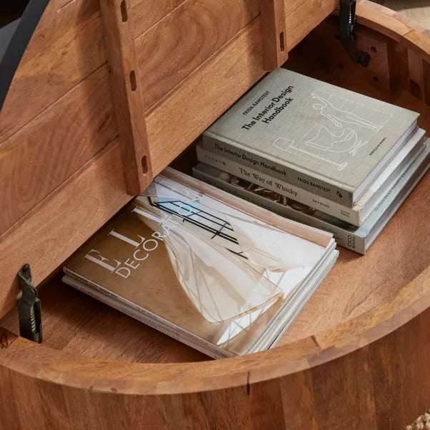 Jaya Round Storage Coffee Table, Mango Wood