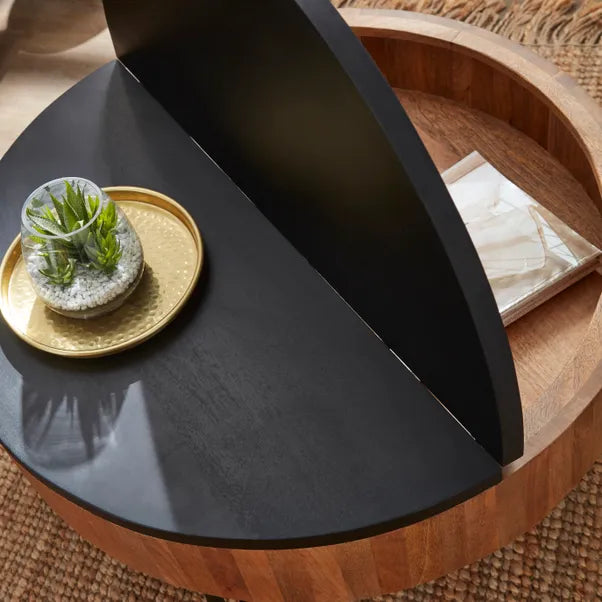 Jaya Round Storage Coffee Table, Mango Wood