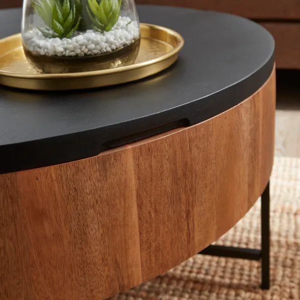 Jaya Round Storage Coffee Table, Mango Wood