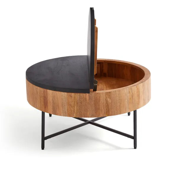Jaya Round Storage Coffee Table, Mango Wood