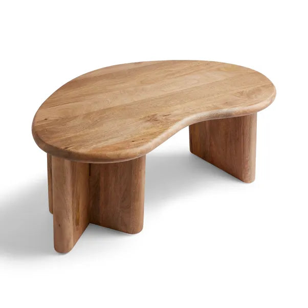 Ludo Kidney Shaped Coffee Table, Mango Wood