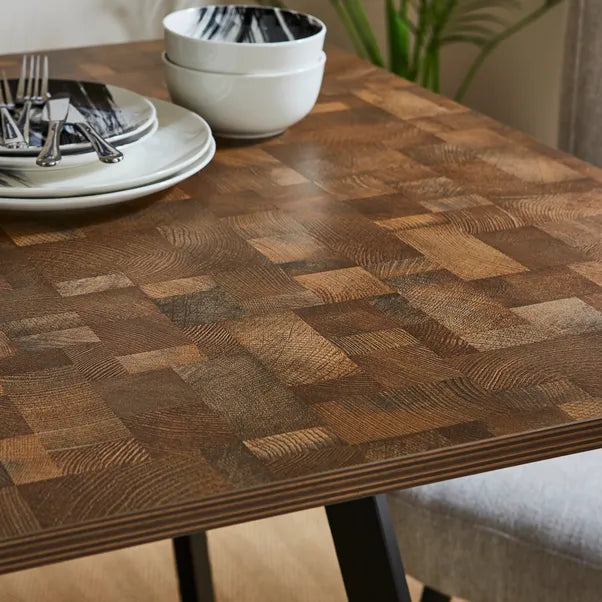 Brayden 4 Seater Square Dining Table, Parquet Effect