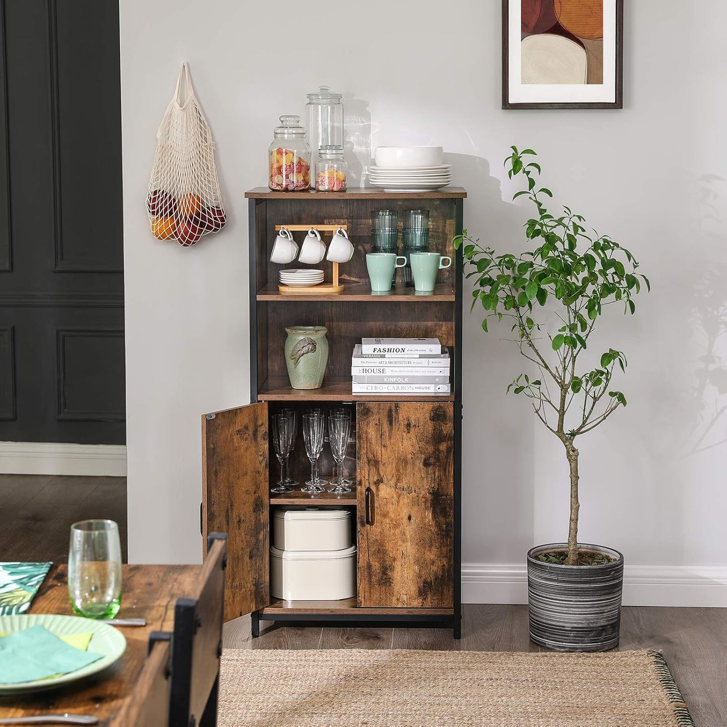 Bookcase Cabinet with 2 Open Compartments