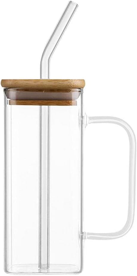 Square Cup with Lid and Straw