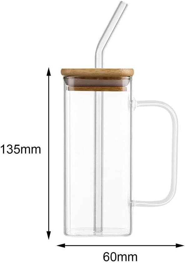Square Cup with Lid and Straw