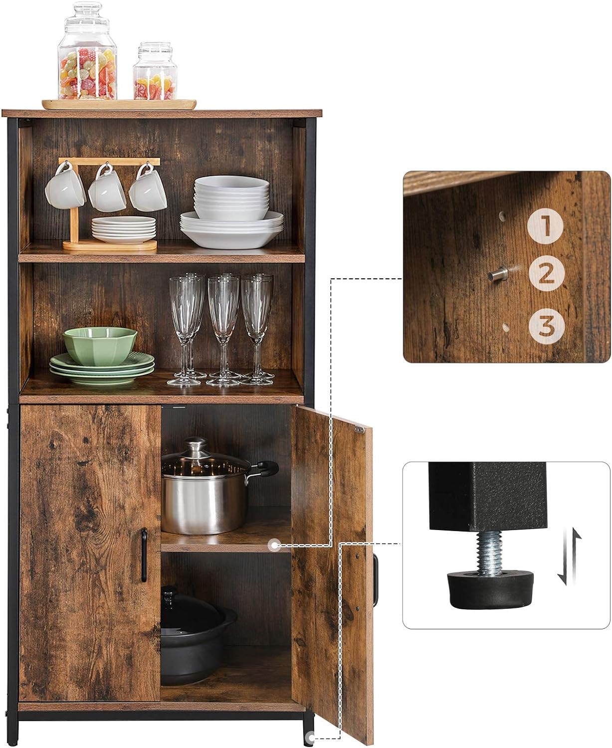 Bookcase Cabinet with 2 Open Compartments