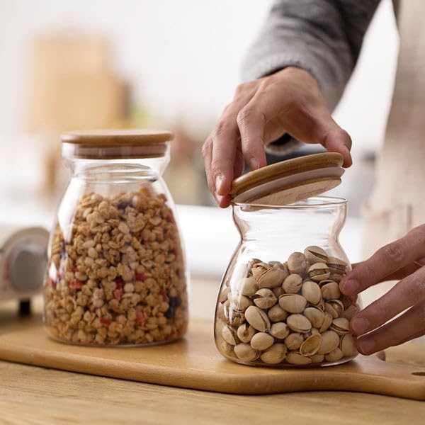 Set of 3 pcs Glass Jars with lid for snacks