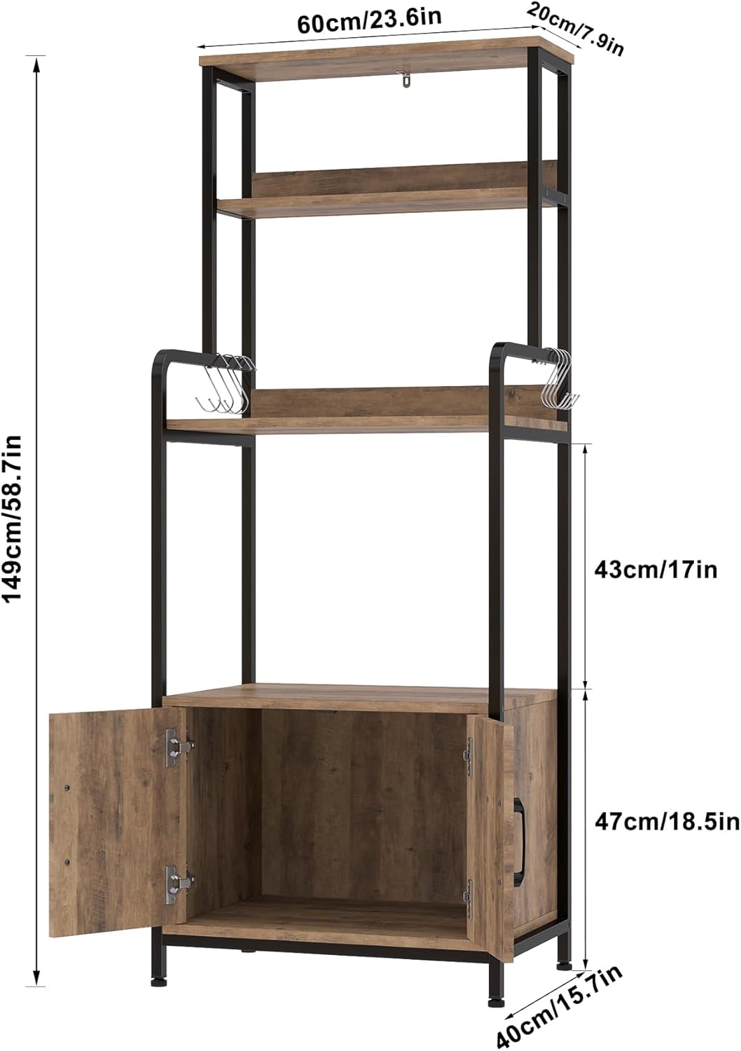 5 Tier Storage Unit with 8 Hooks