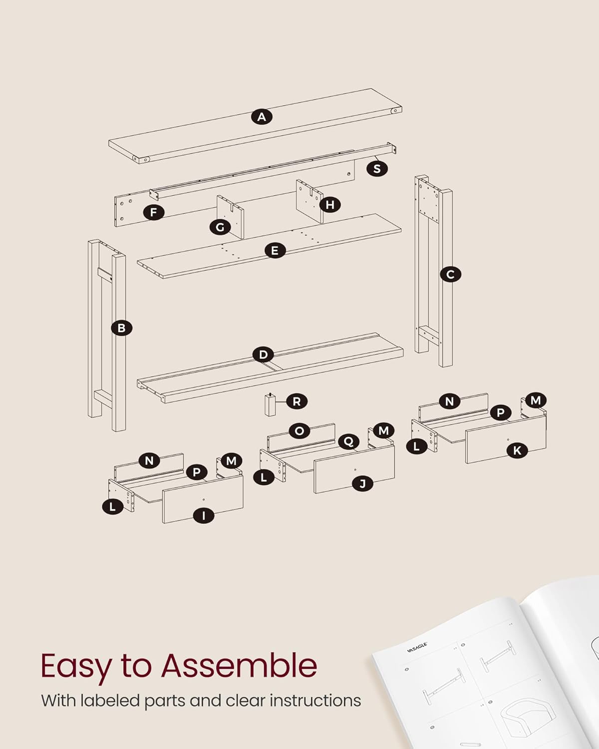 VASAGLE Console Sofa Table LNT142K41