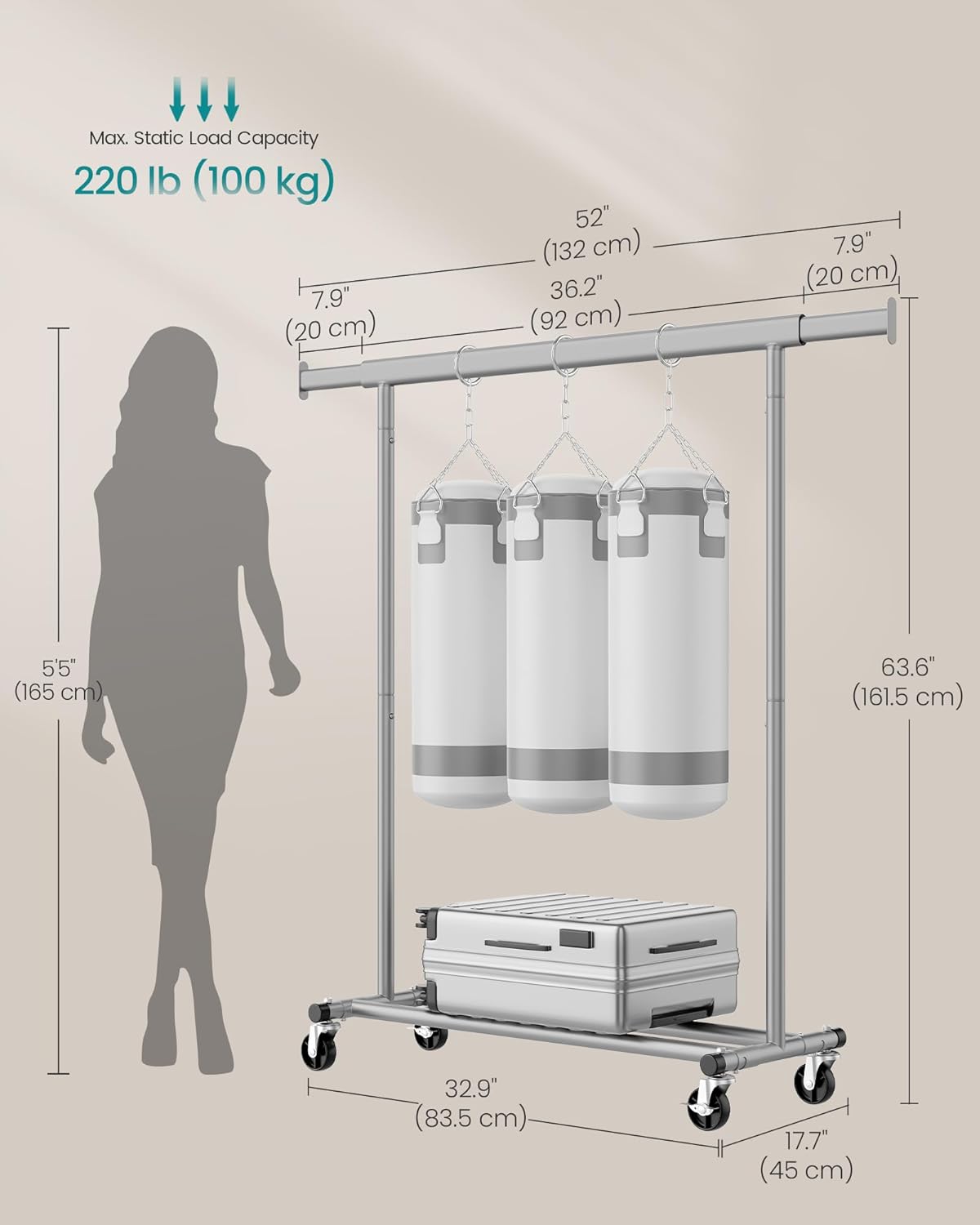 SONGMICS Clothes Rack on Wheels (HSR013G01)