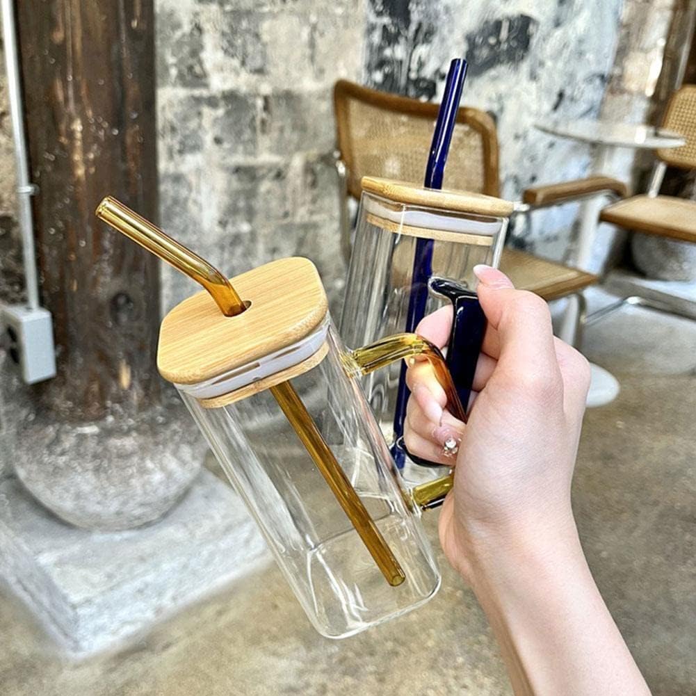 Square Cup with Lid and Straw