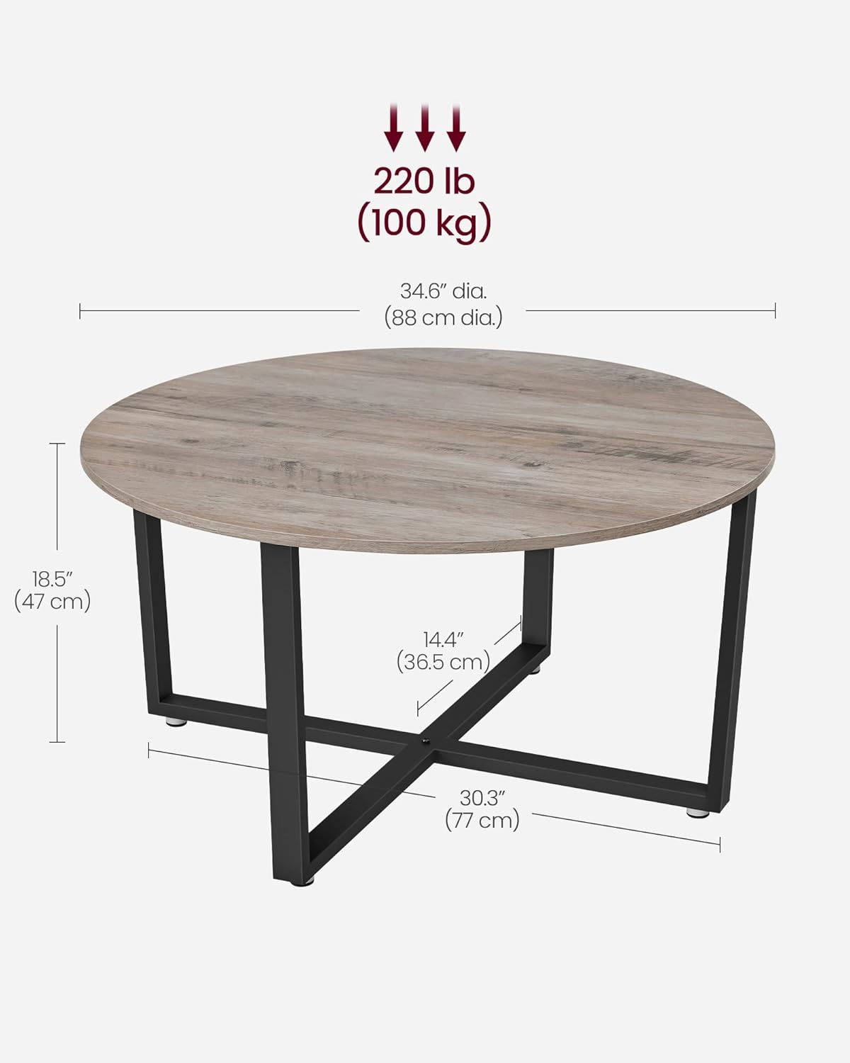VASAGLE ALINRU Round Coffee Table