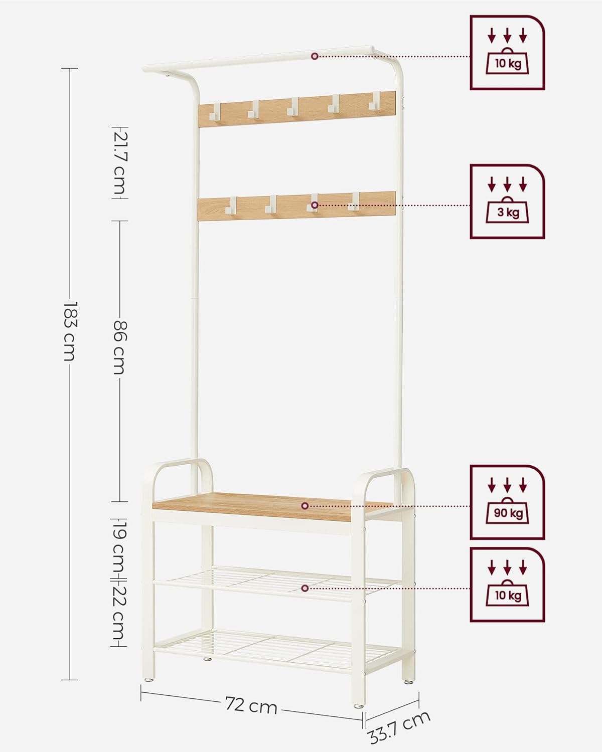 VASAGLE Coat Rack HSR40W