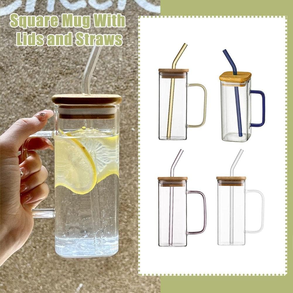 Square Cup with Lid and Straw