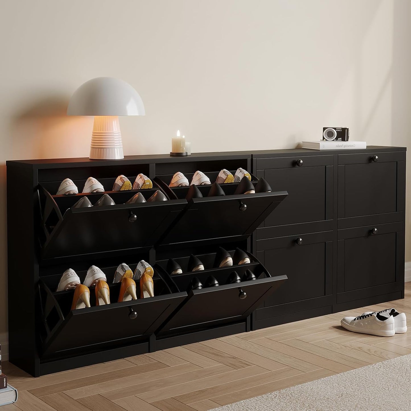 Shoe Cabinet with 4 Flip Drawers