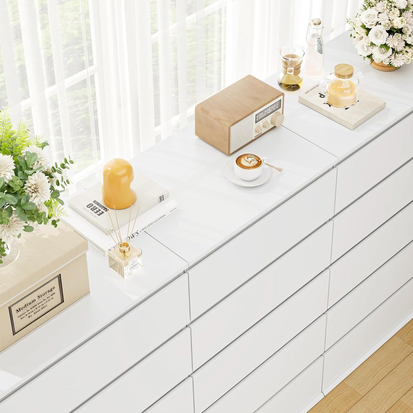 White Dresser with Large Storage Space