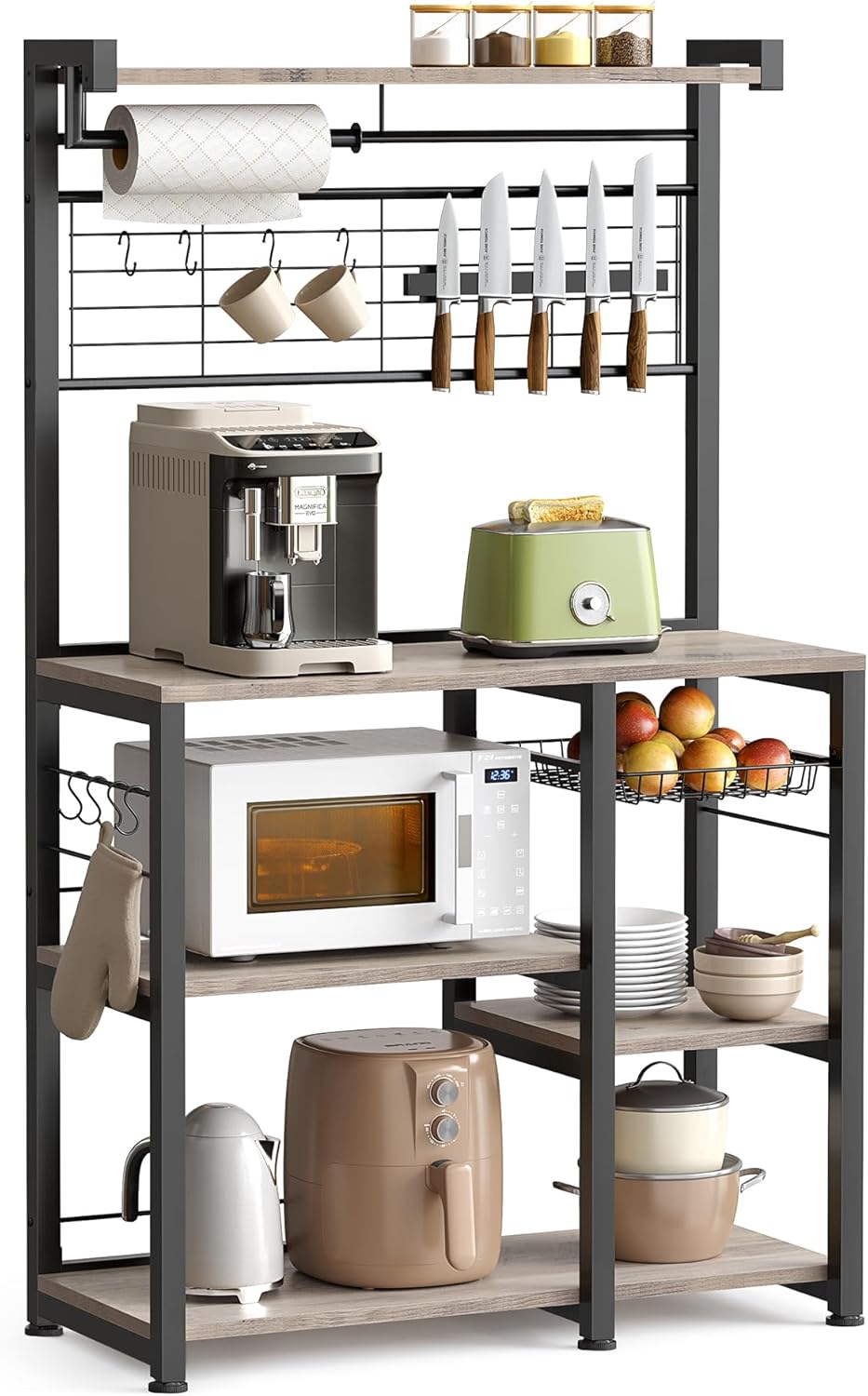 VASAGLE Bakers Rack with Magnetic Knife Holder KKS026B01