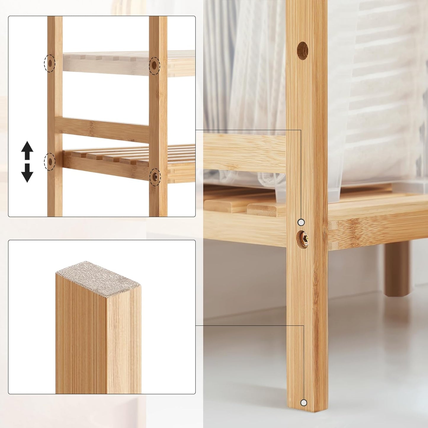 SONGMICS 5-Tier Bamboo Storage Rack
