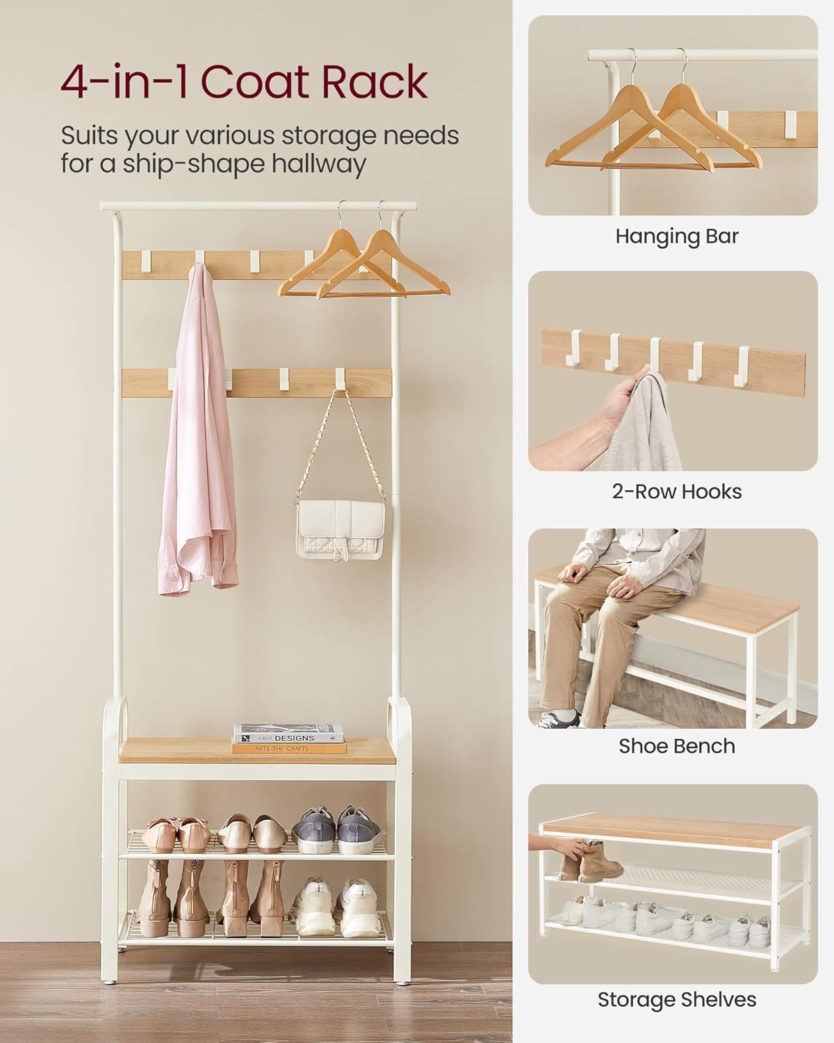 VASAGLE Coat Rack HSR40W