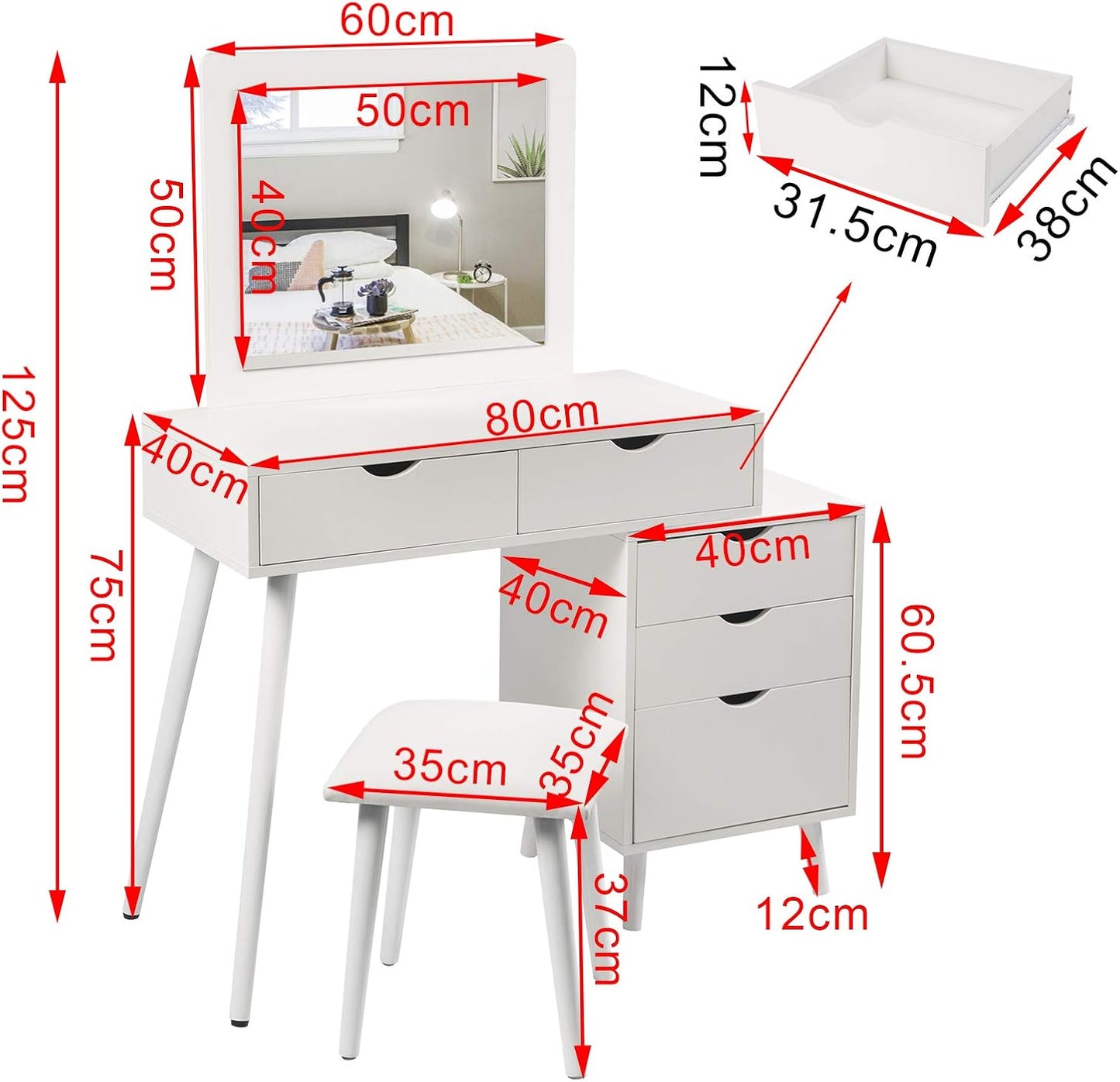 WOLTU Dressing Table
