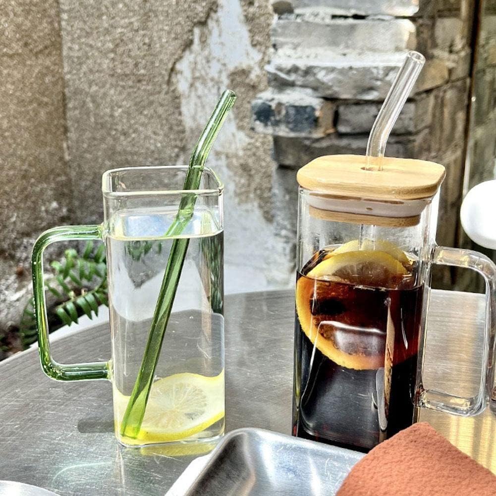 Square Cup with Lid and Straw