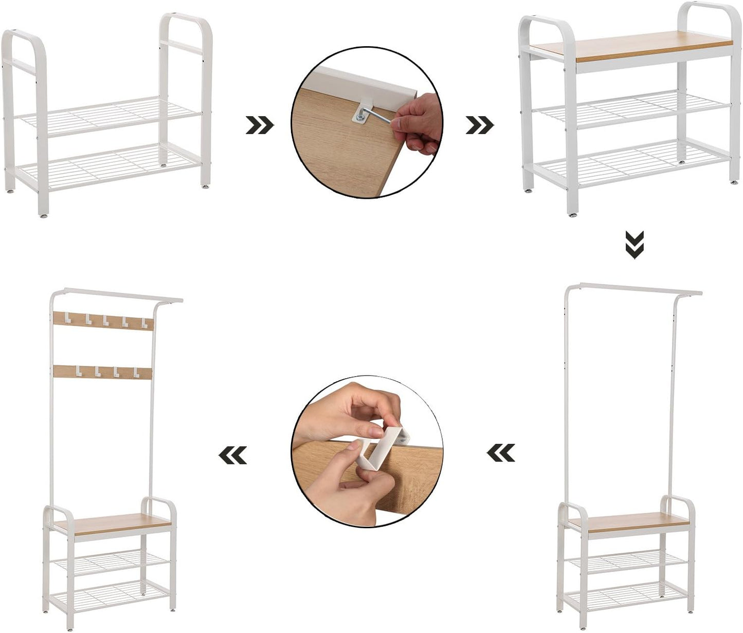 VASAGLE Coat Stand with Shoe Storage Bench