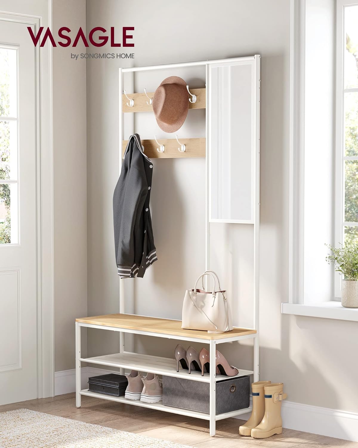 Cabinet with Hooks and Shoe Stand