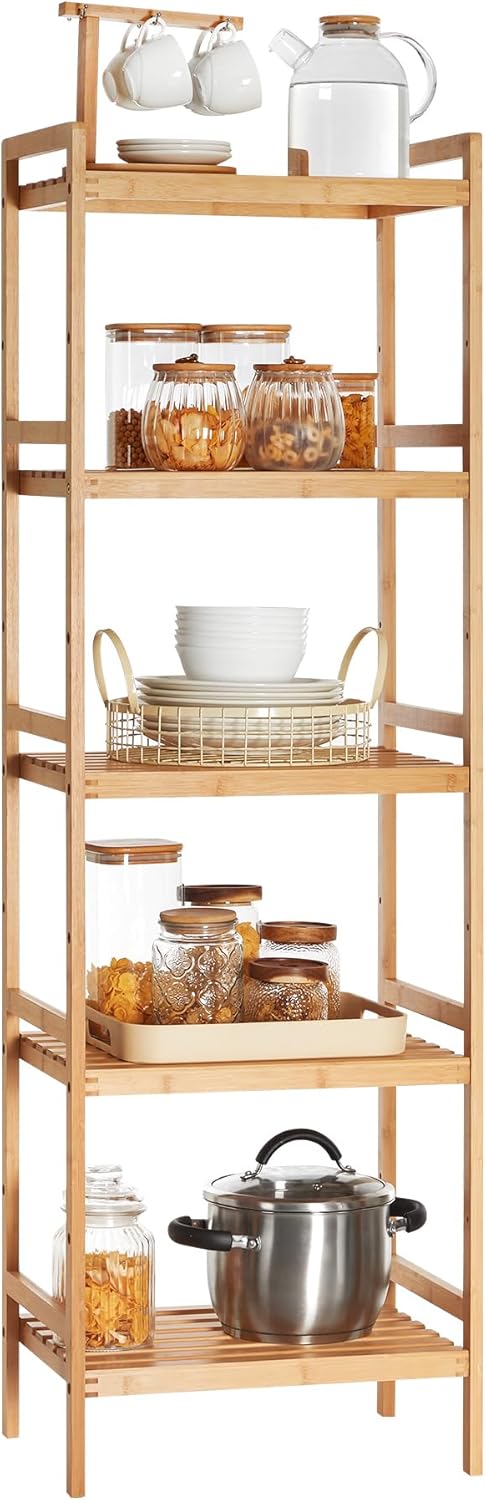 SONGMICS 5-Tier Bamboo Storage Rack