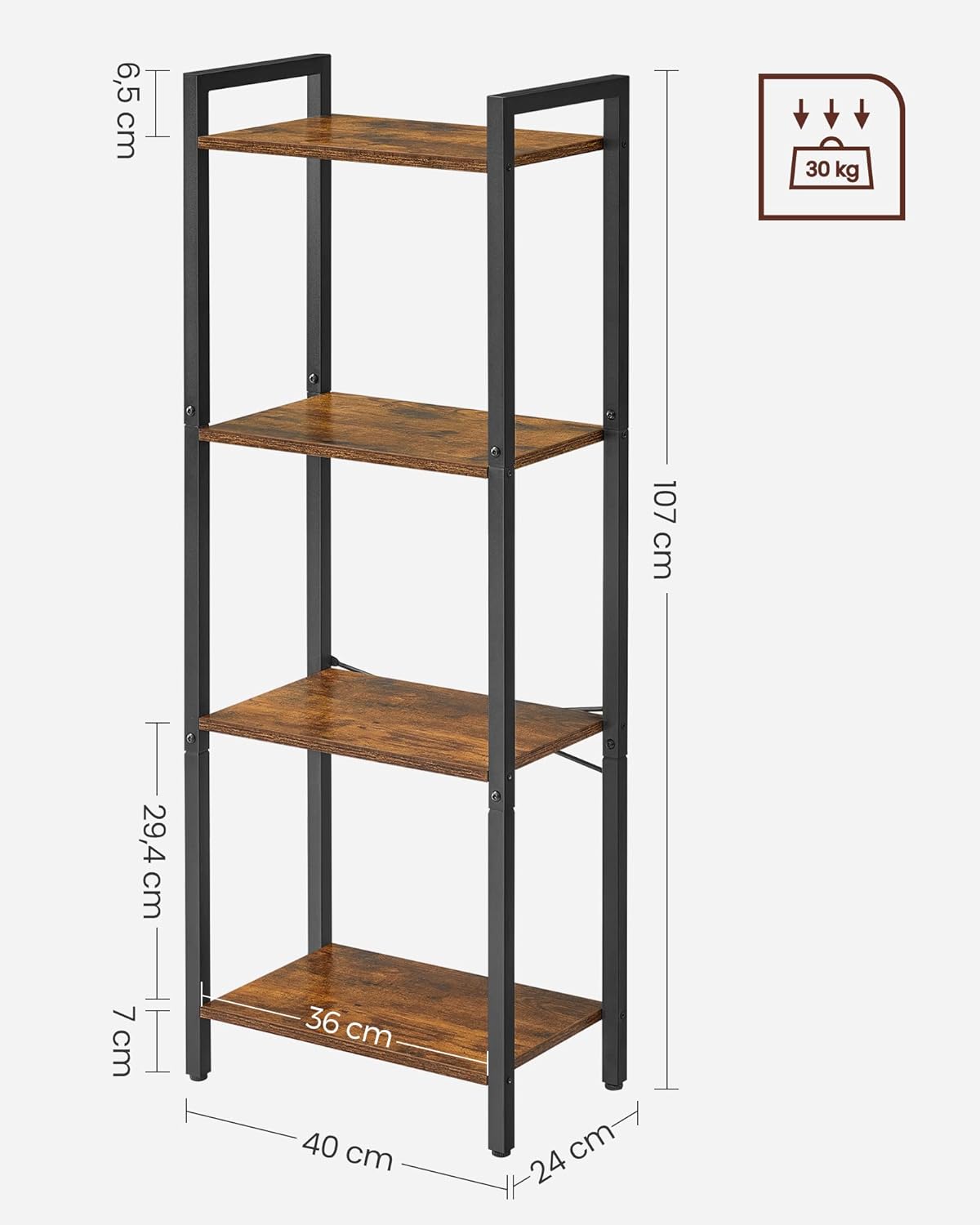 VASAGLE 4-Tier Bookshelf