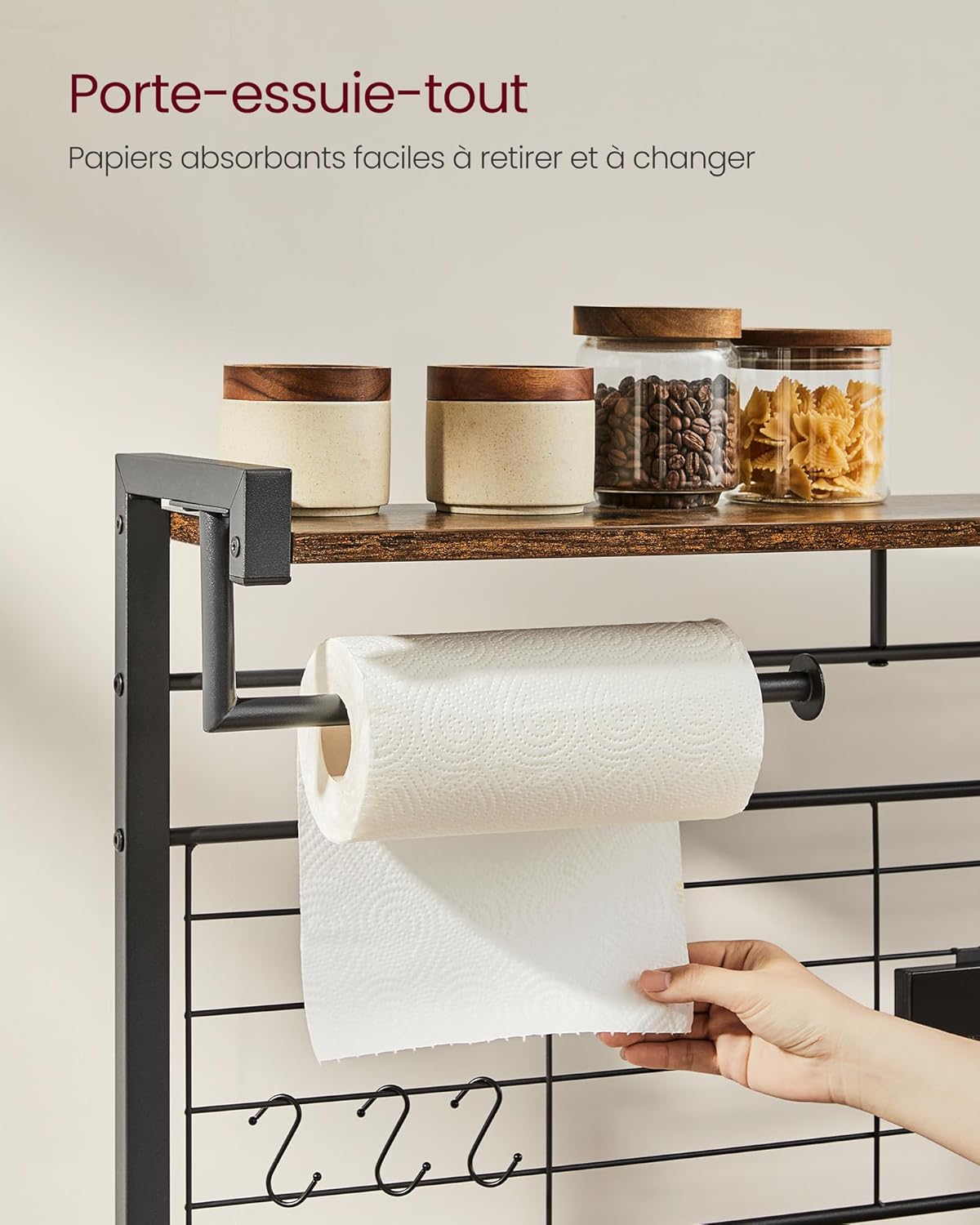VASAGLE Bakers Rack with Magnetic Knife Holder KKS026B01