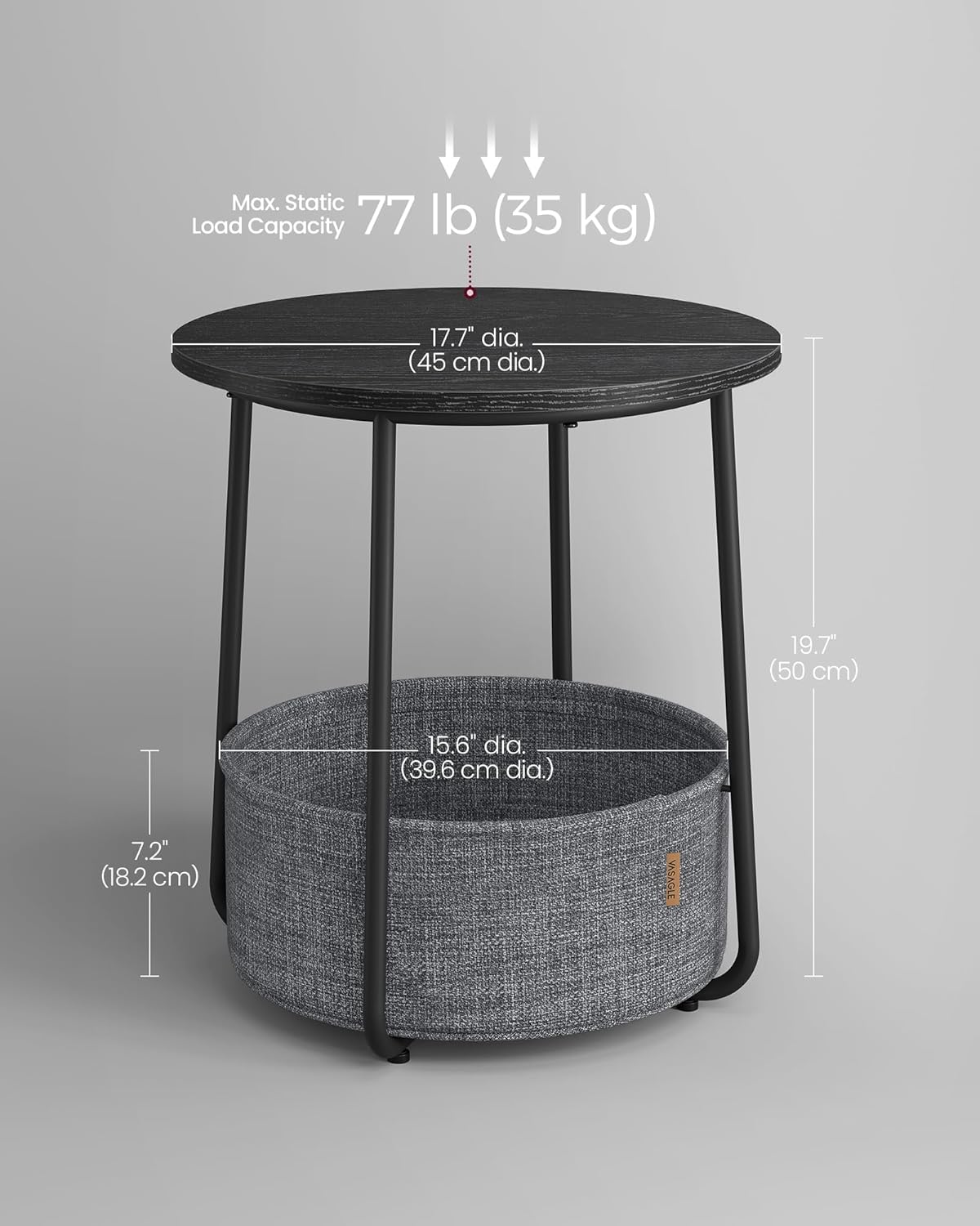 VASAGLE Side Table LET223B01