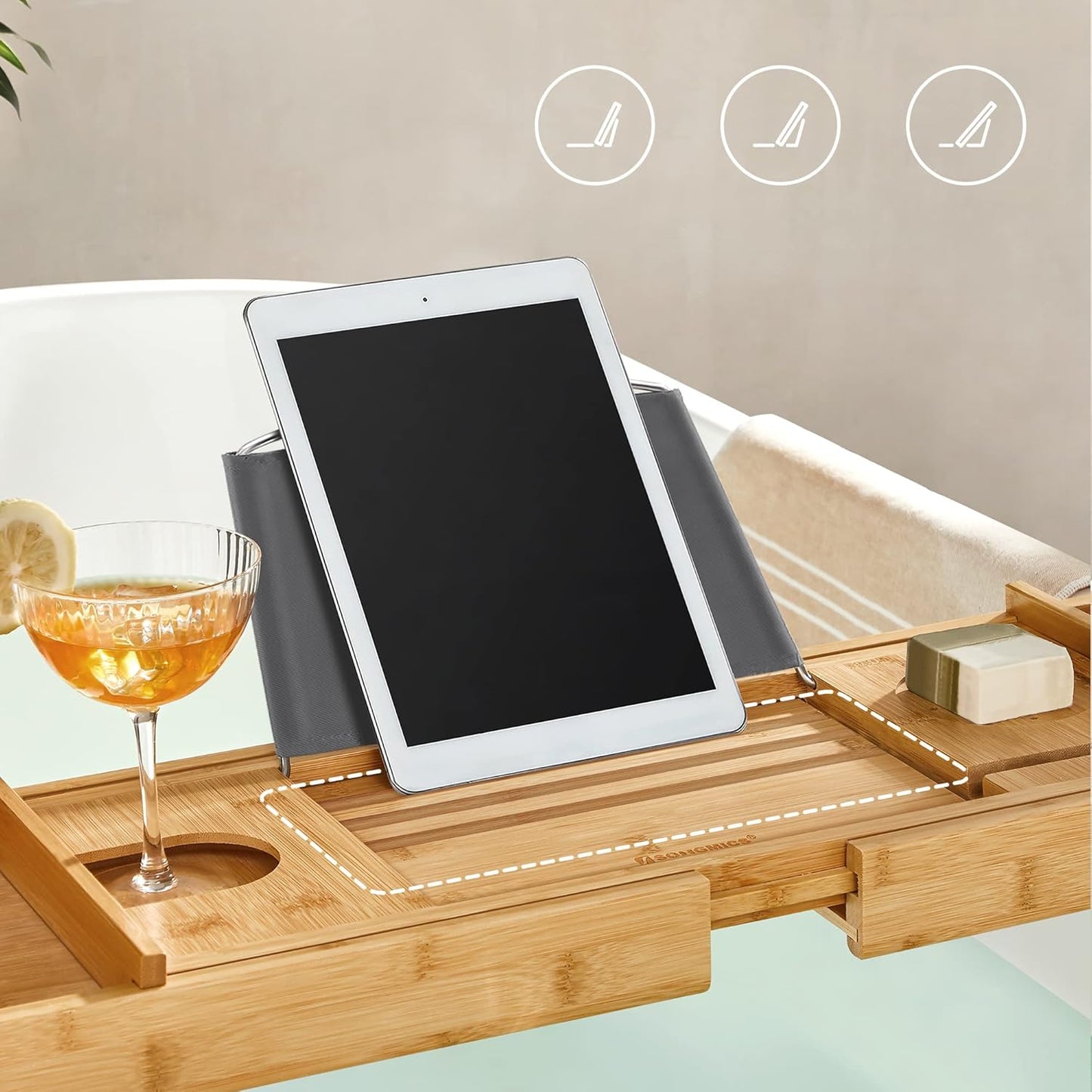SONGMICS Extendable Bamboo Bath Shelf BCB88Y