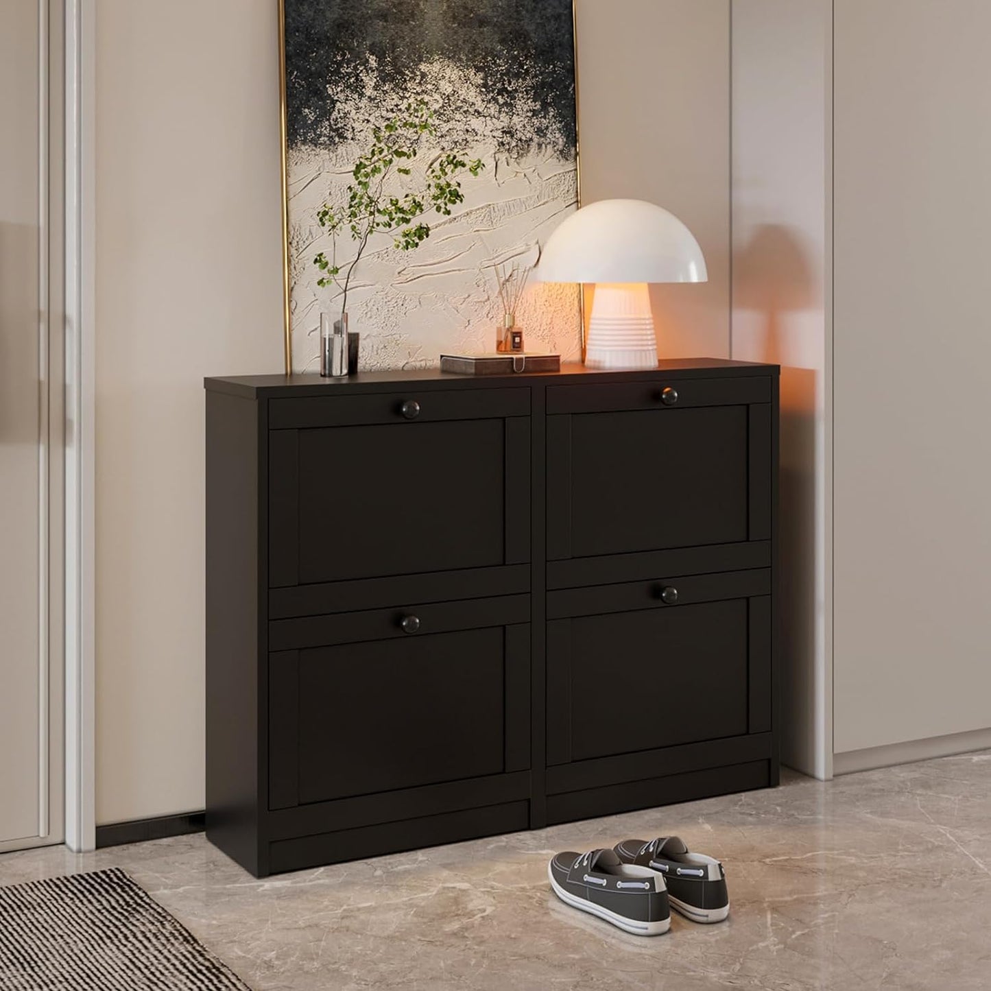Shoe Cabinet with 4 Flip Drawers