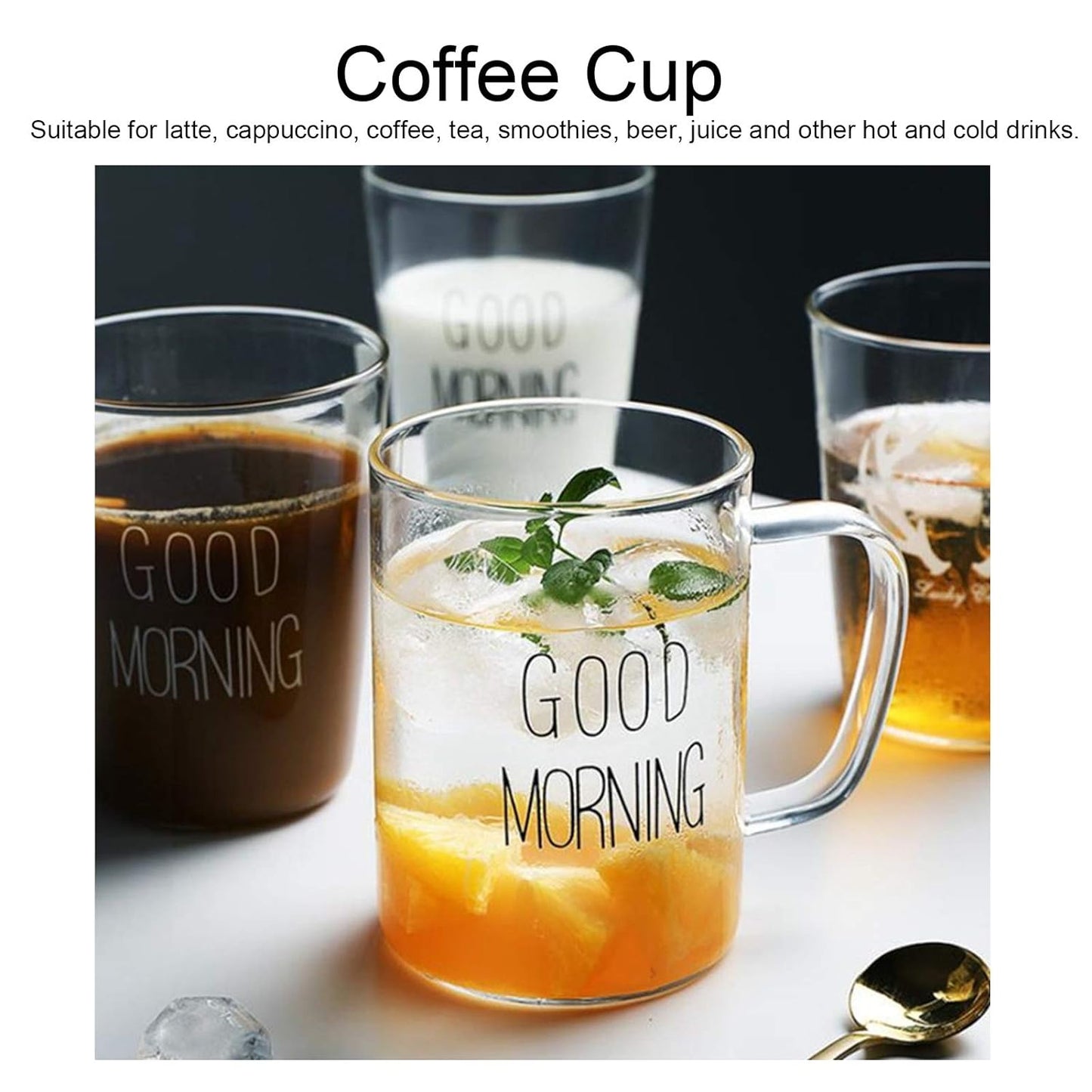 Good Morning Glass Mugs 6 pcs Set