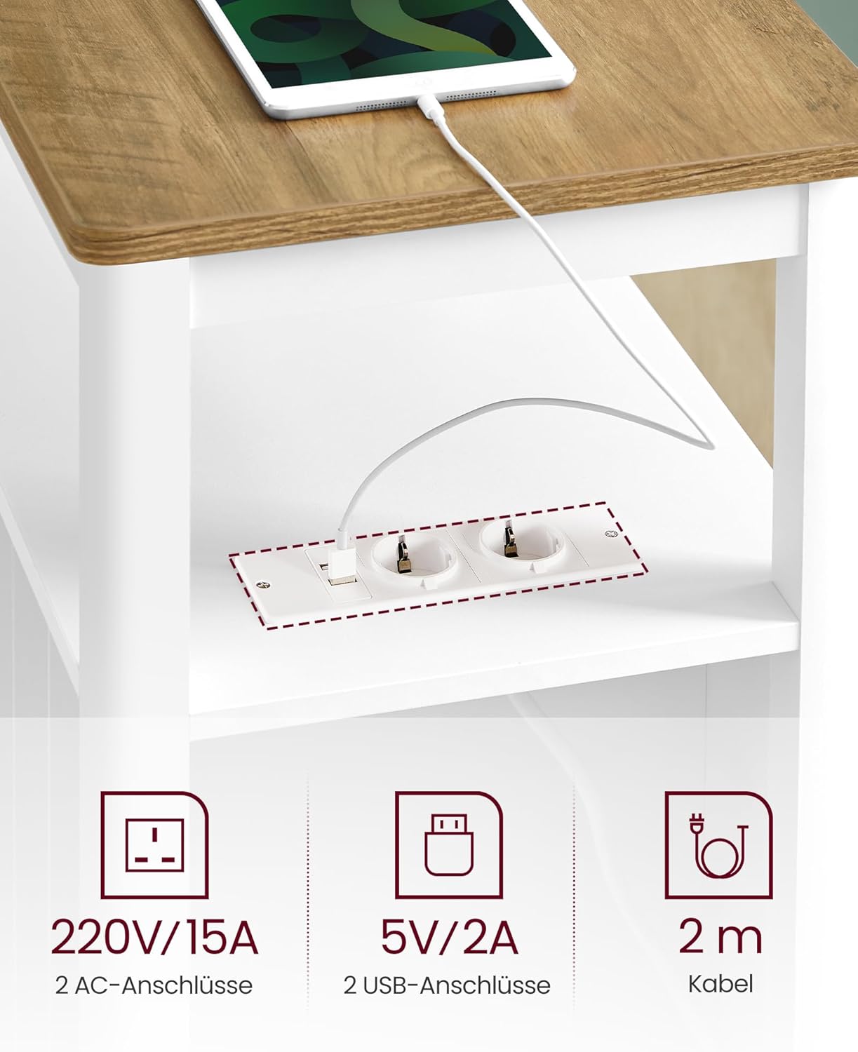 VASAGLE Narrow Bedside Table LET327W14