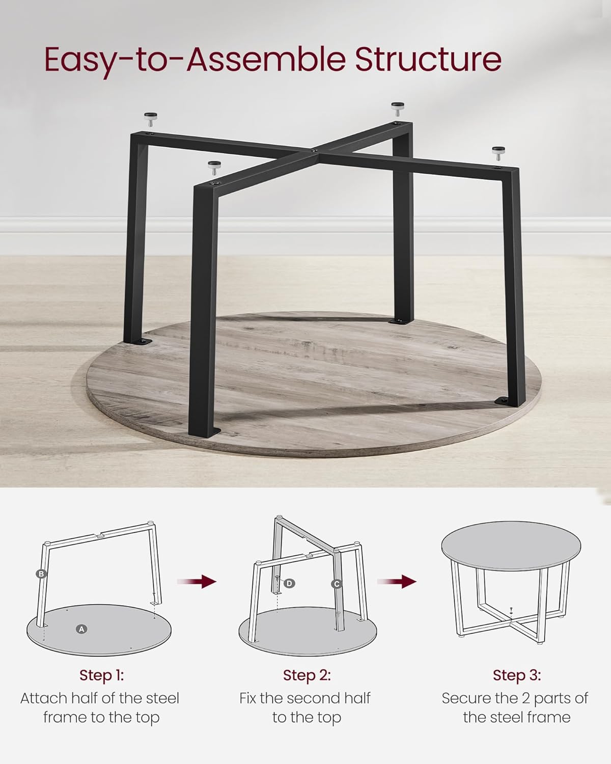 VASAGLE ALINRU Round Coffee Table