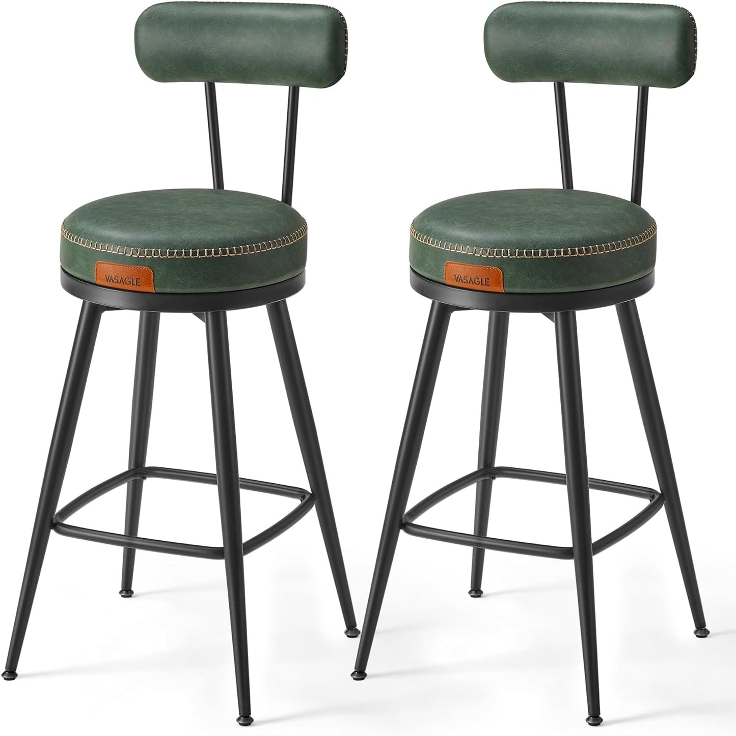 VASAGLE Set of 2 Forest Green Bar Stool
