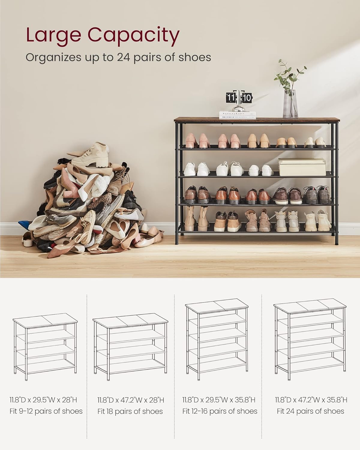 VASAGLE Shoe Rack LBS136B01