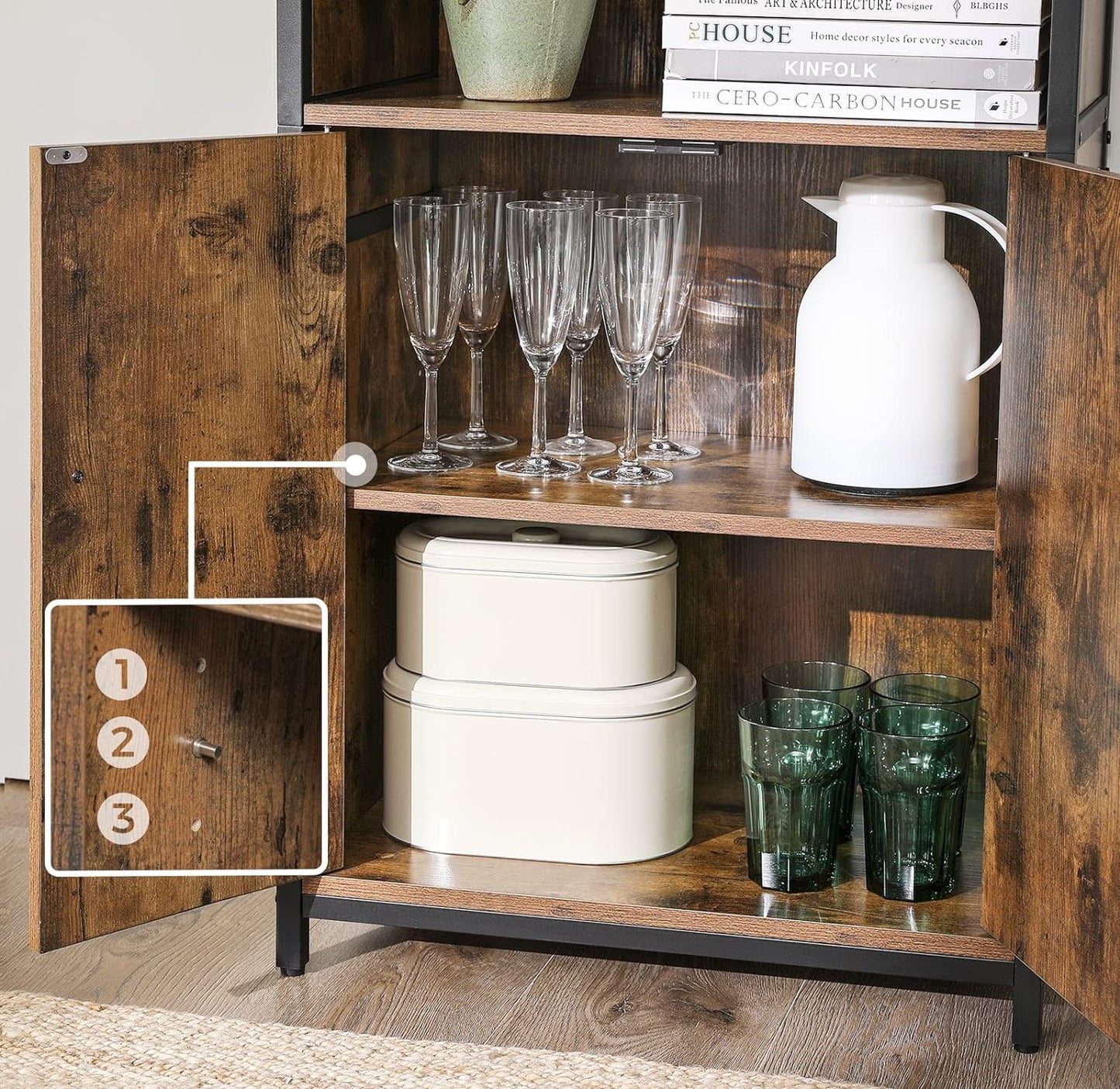 Bookcase Cabinet with 2 Open Compartments