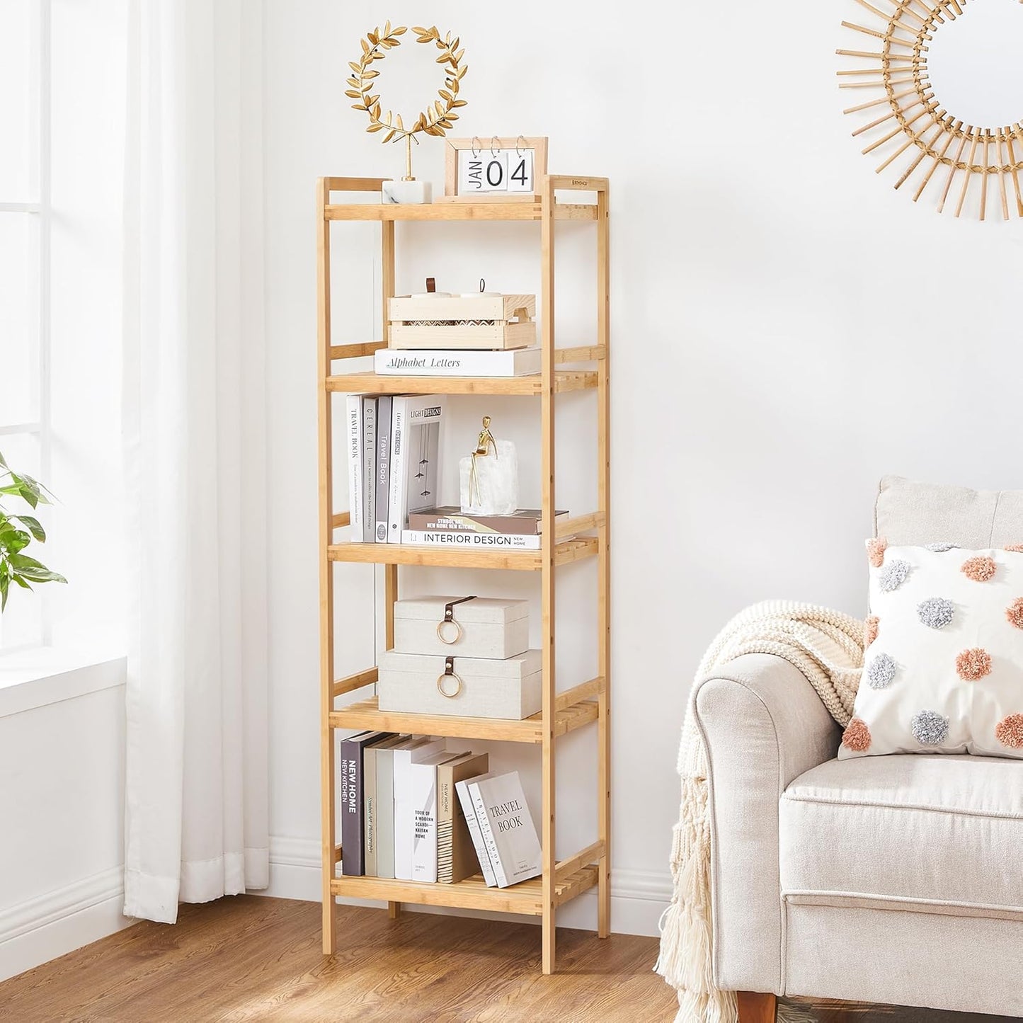 SONGMICS 5-Tier Bamboo Storage Rack