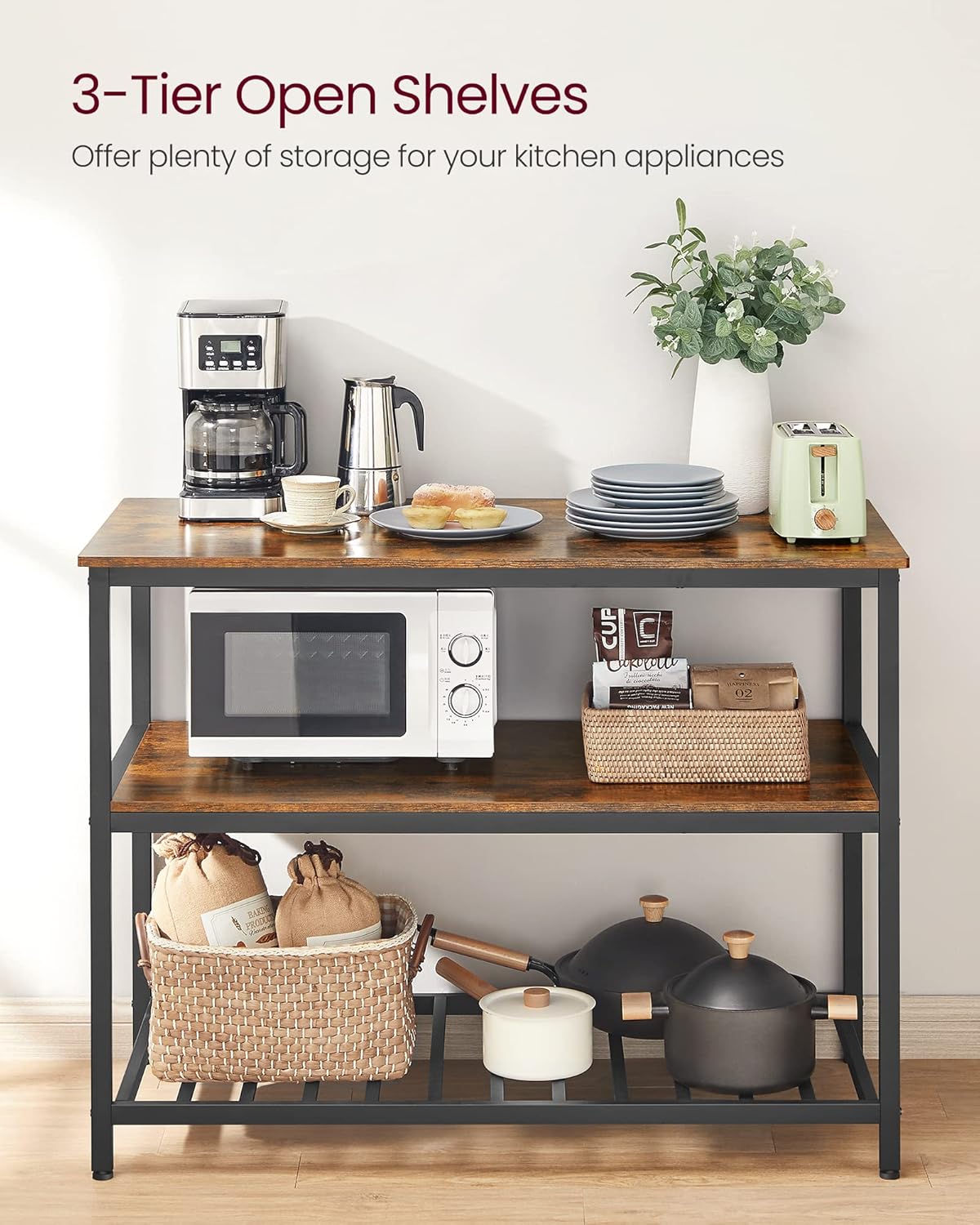 VASAGLE Kitchen Island with 3 Shelves KKI01BX