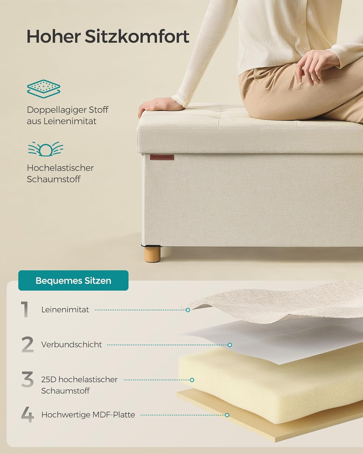 SONGMICS Stool with Storage Space LSF018W11