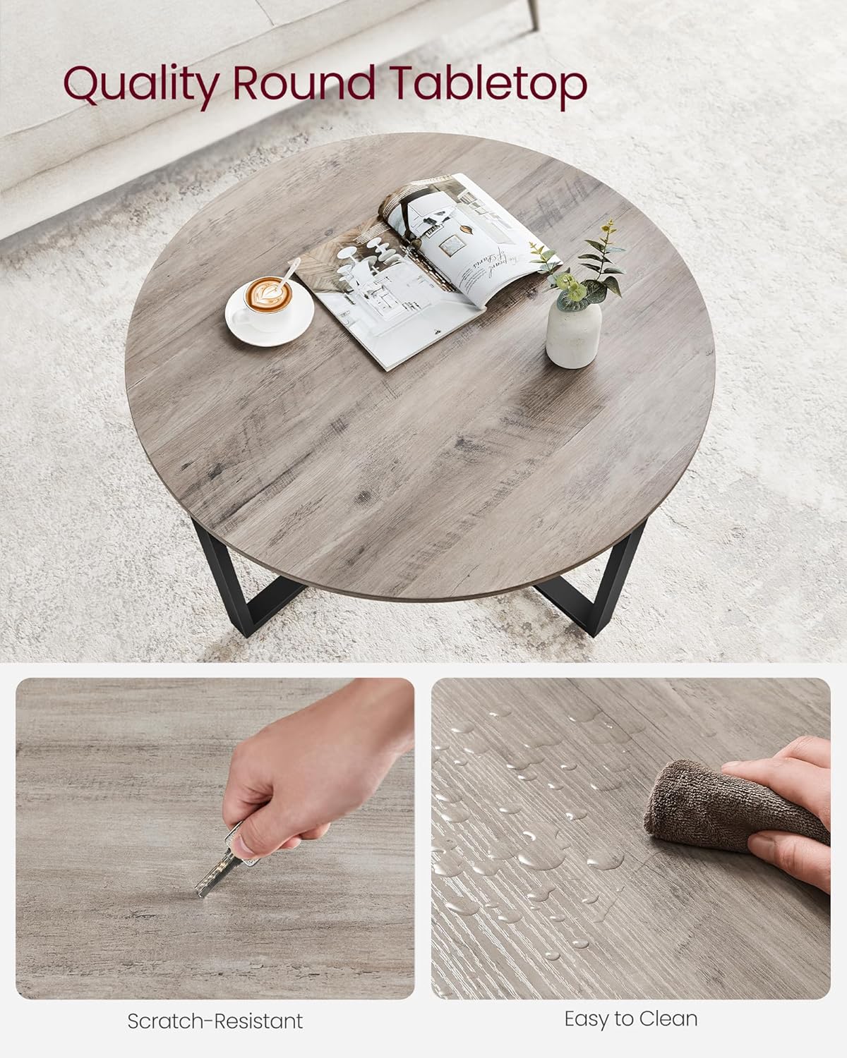 VASAGLE ALINRU Round Coffee Table
