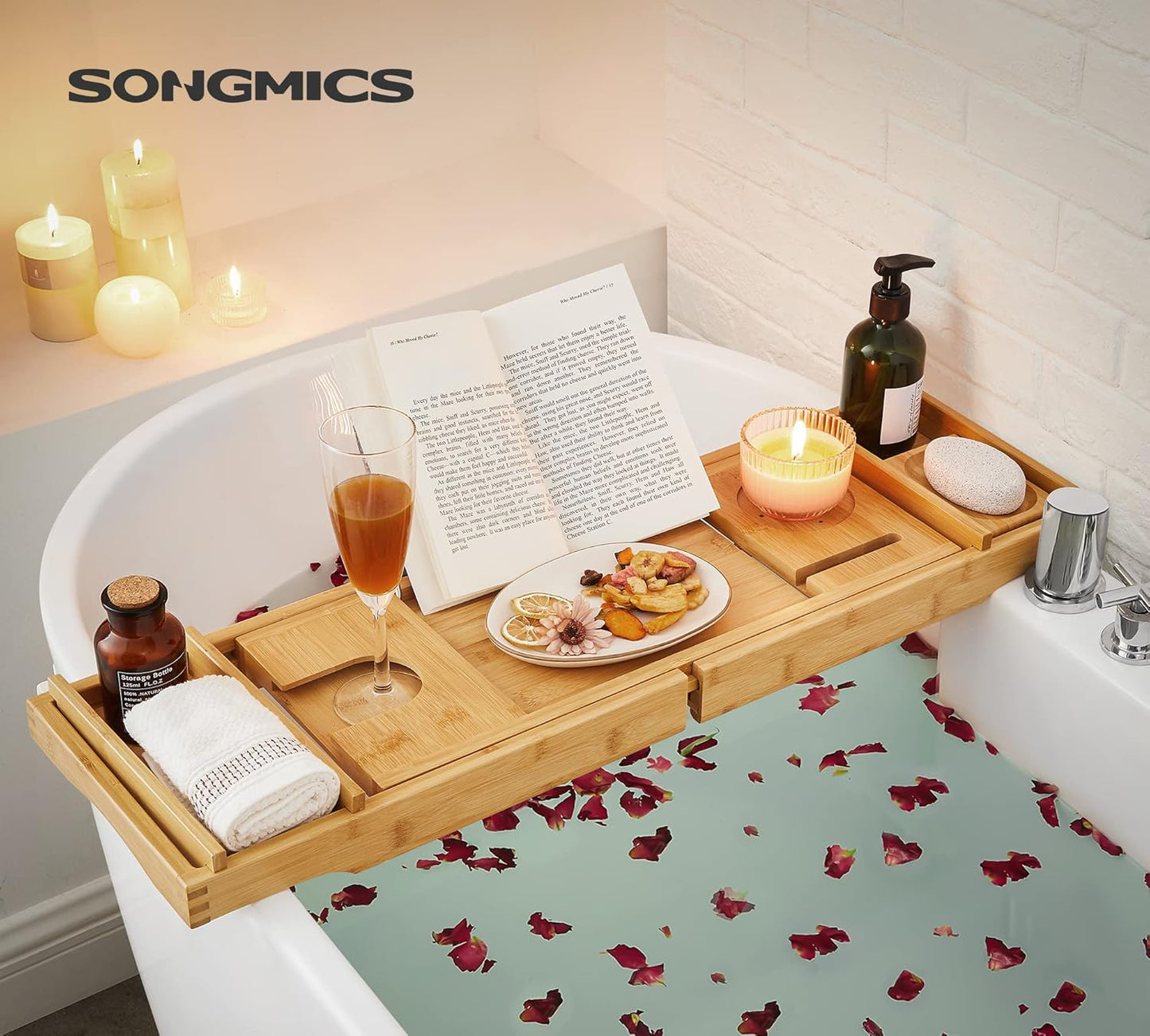 SONGMICS Extendable Bamboo Bath Shelf BCB88Y