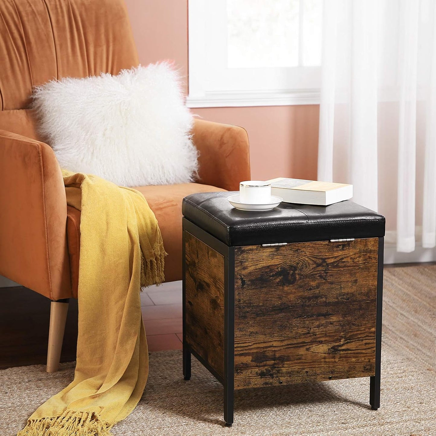 VASAGLE Storage Ottoman, Footrest Stool Trunks, Space-Saving