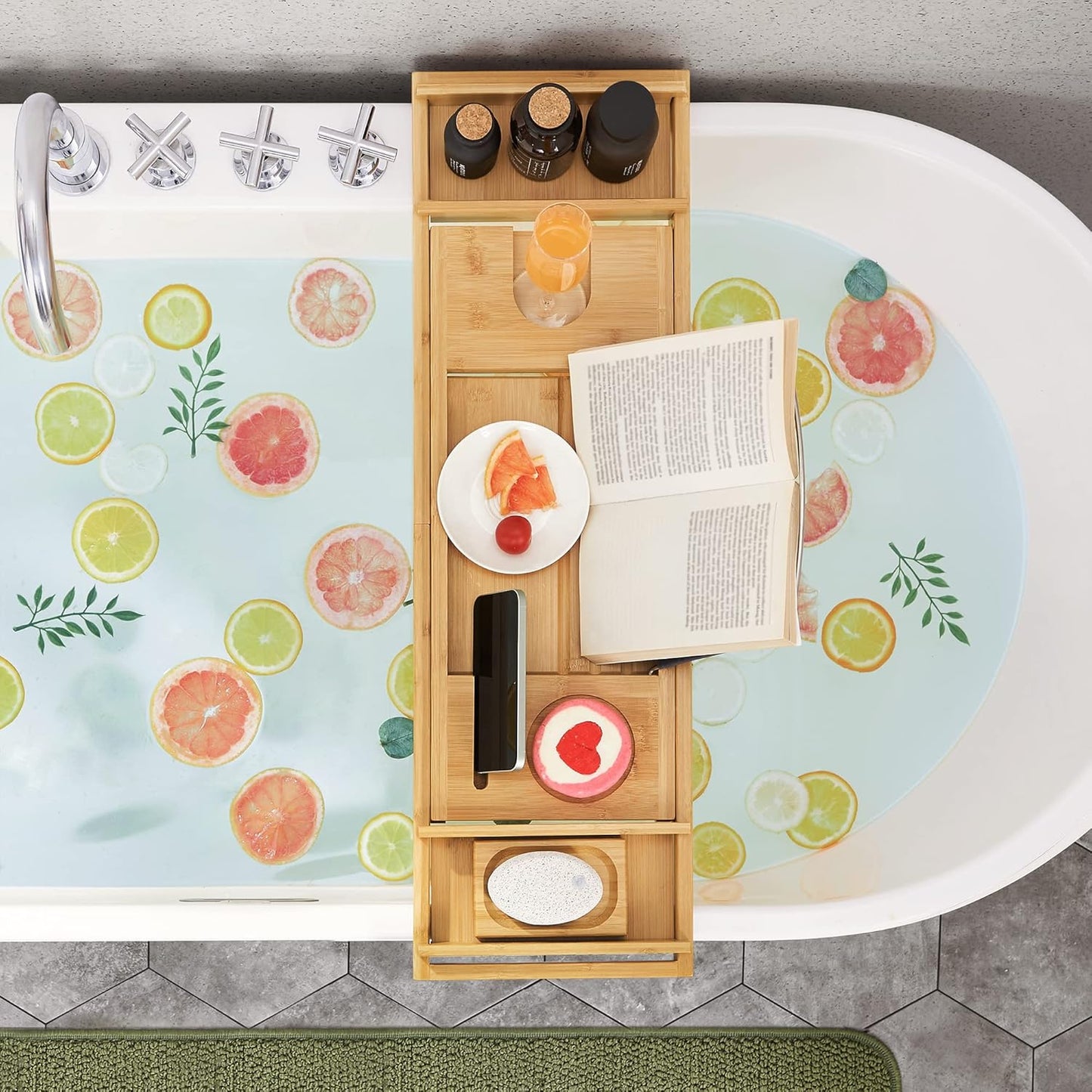 SONGMICS Extendable Bamboo Bath Shelf BCB88Y
